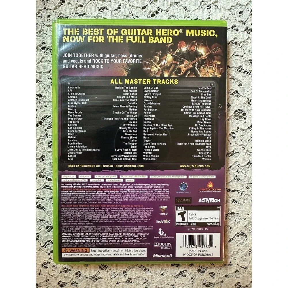 Guitar Hero Smash Hits Microsoft Xbox 360 Complete CIB Tested